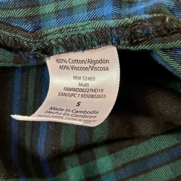 Free Assembly Tartan Ruffle V-Neck Dress | Blue & Green | Small - Picture 6 of 6